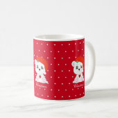 赤いクリスマスポーラーベア コーヒーマグカップ (正面右)