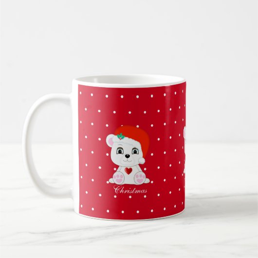赤いクリスマスポーラーベア コーヒーマグカップ (左)