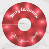 赤いクリスマスライトの名前と文字の追加 ワイングラスタグ (裏面)