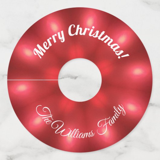 赤いクリスマスライトの名前と文字の追加 ワイングラスタグ (裏面)