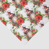 赤いクリスマスランタンポインセチアとパインパターン 薄葉紙 (詳細)