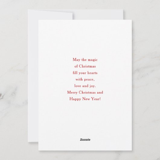 赤いクリスマスランタンポインセチアと松 シーズンカード (裏面)