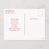 赤いクリスマスランタンポインセチアと松 シーズンポストカード (裏面)