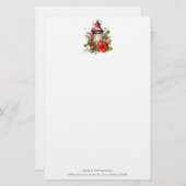 赤いクリスマスランタンポインセチアと松 便箋 (正面/裏面)