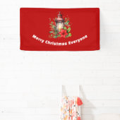 赤いクリスマスランタンポインセチアと松 横断幕 (インサイチュ)