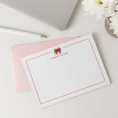 赤いクリスマスリボンのコケトミストレットパーソナライズカード ノートカード