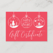 赤いクリスマス休暇のビジネスギフト証明書 名刺 (正面)