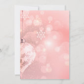 赤いクリスマス会社の雪の結晶とボール 招待状 (裏面)