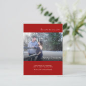 赤いクリスマス写真妊娠告知カード シーズンポストカード (スタンド正面)