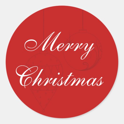 赤いクリスマス封筒用シールとオーナメント ラウンドシール (正面)