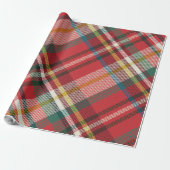 赤いクリスマス市松模様にの休日の素朴準備 ラッピングペーパー (アンロールド)