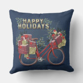 赤いクリスマス自転車とプレゼント クッション (裏面)