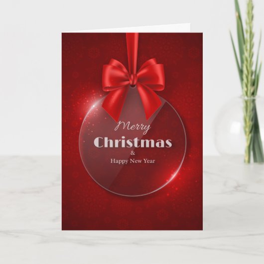赤いクリスマス装飾の折り畳みフォトカード カード (正面)