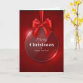 赤いクリスマス装飾の折り畳みフォトカード カード (黄色い花)