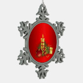 赤いクリスマス スノーフレークピューターオーナメント (左)