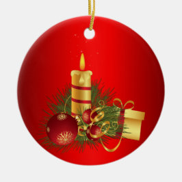 赤いクリスマス セラミックオーナメント