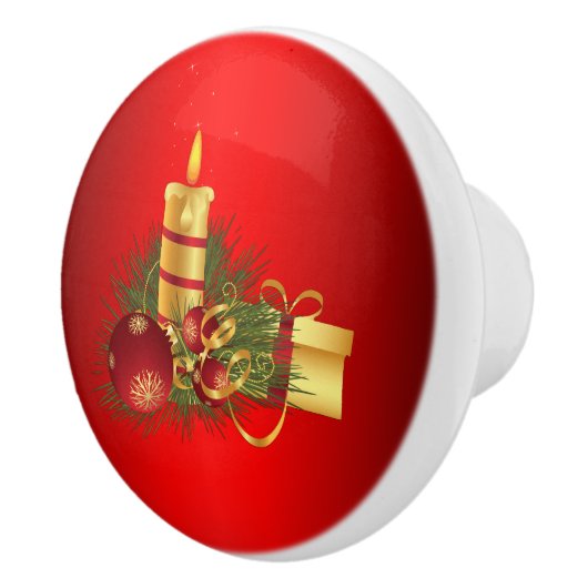 赤いクリスマス セラミックノブ (右)