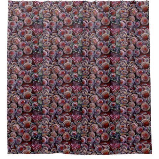 赤いクリスマス·ボール シャワーカーテン (正面)