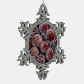 赤いクリスマス·ボール スノーフレークピューターオーナメント (左)