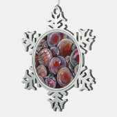 赤いクリスマス·ボール スノーフレークピューターオーナメント (右)