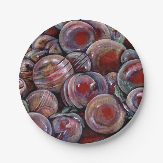 赤いクリスマス·ボール ペーパープレート (正面)