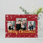赤いクリスマス 箔シーズンカード (立ち正面)