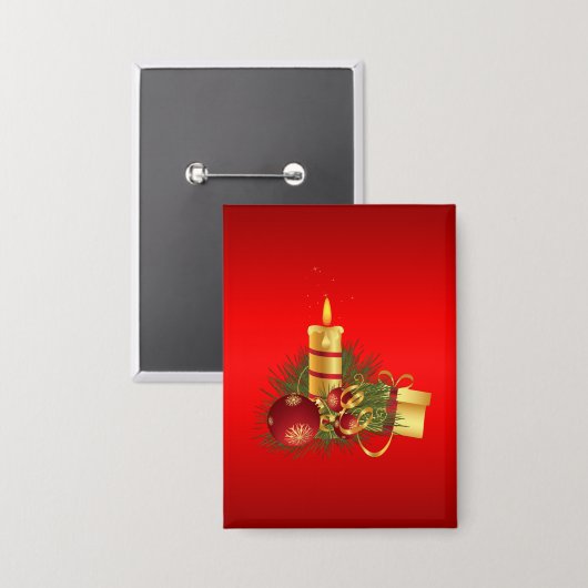 赤いクリスマス 缶バッジ (正面/裏面)