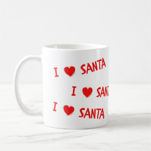 赤いクリスマスIハート(愛)サンタマグ コーヒーマグカップ