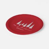 赤いクリスモダンマスツリーファミリークリスマスパーティー ペーパープレート (アングル)