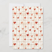 赤いクリームのハートのラインの誕生日 招待状 (裏面)