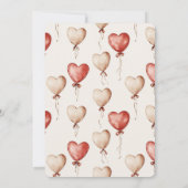 赤いクリームハートバルーン赤ちゃんシャワー 招待状 (裏面)