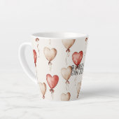 赤いクリームハートバルーン カフェラテマグ (左アングル)