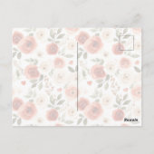 赤いクリーム色のハートと花のハート風船 ポストカード (裏面)