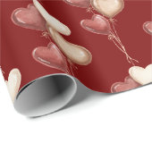 赤いクリーム色のハート風船 愛 ラッピングペーパー (ロールコーナー)