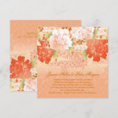 赤いクリーム色の芍薬 ウェディング招待状 招待状 (正面/裏面)