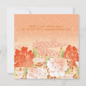 赤いクリーム色の芍薬 ウェディング招待状 招待状 (裏面)