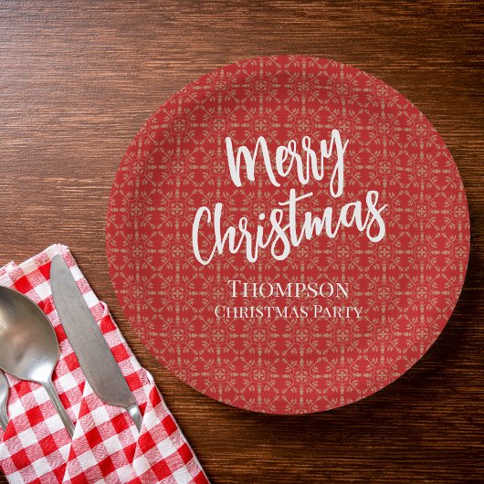 赤いクリ伝統的スシンプルスエレガントの冬 ペーパープレート