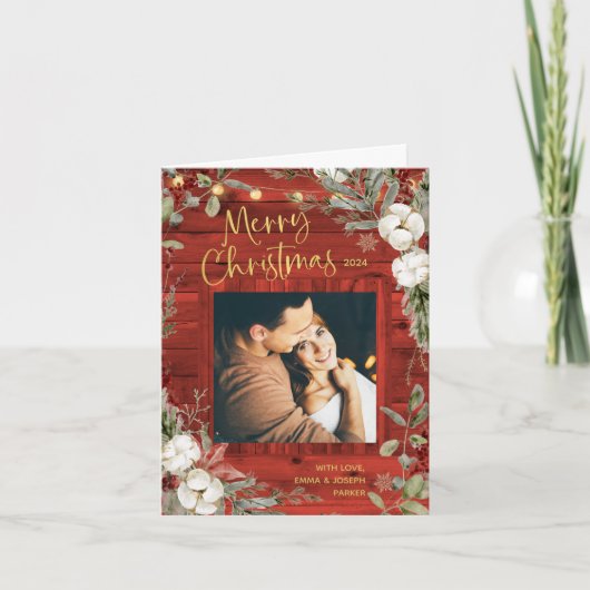 赤いクリ素朴スマス | 冬のフローラと写真 シーズンカード (正面)