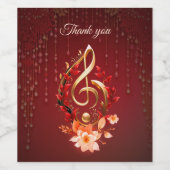 赤いクレフ、 音符記号とゴールデン離れトレブル。 ワインラベル (シングルラベル)