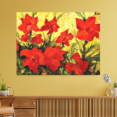 赤いクレマチス、真紅の華麗な花の絵画 キャンバスプリント (インサイチュ (リビング))