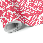 赤いクロスステッチのパタロシアのーン ラッピングペーパー (ロールコーナー)