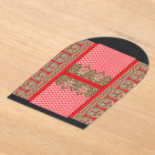 赤いクロスステッチのパター縁どン アクリル招待状 (レイダウン)