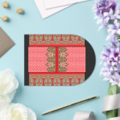 赤いクロスステッチのパター縁どン アクリル招待状 (インサイチュ (ウェディング))