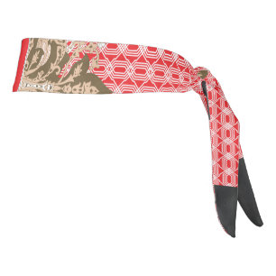 赤いクロスステッチのパター縁どン タイヘッドバンド