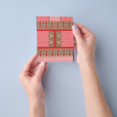 赤いクロスステッチのパター縁どン チラシ (手)