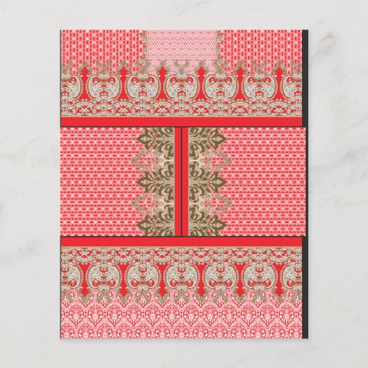 赤いクロスステッチのパター縁どン チラシ (正面)