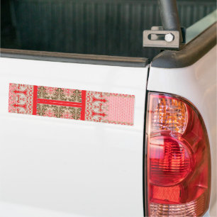 赤いクロスステッチのパター縁どン バンパーステッカー