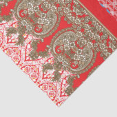 赤いクロスステッチのパター縁どン 薄葉紙 (詳細)