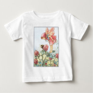 赤いクローバーの妖精の幼児幼児のTシャツ ベビーTシャツ