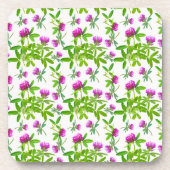 赤いクローバーを白に コースター (正面)